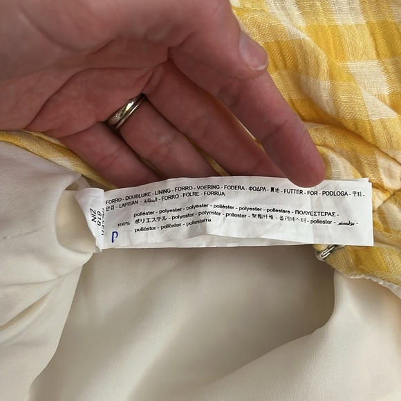 Zara One Shoulder Long Sleeve Top Yellow Gingham Blogger Fave M - Picture 3 of 11